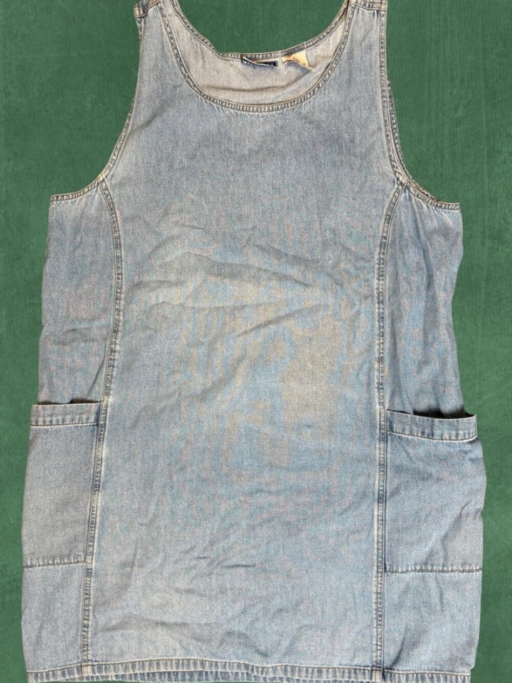 Vintage 90s Denim Dress Mini Pinafore Sleeveless Jean Dress Large Erika & Co - Picture 5 of 5